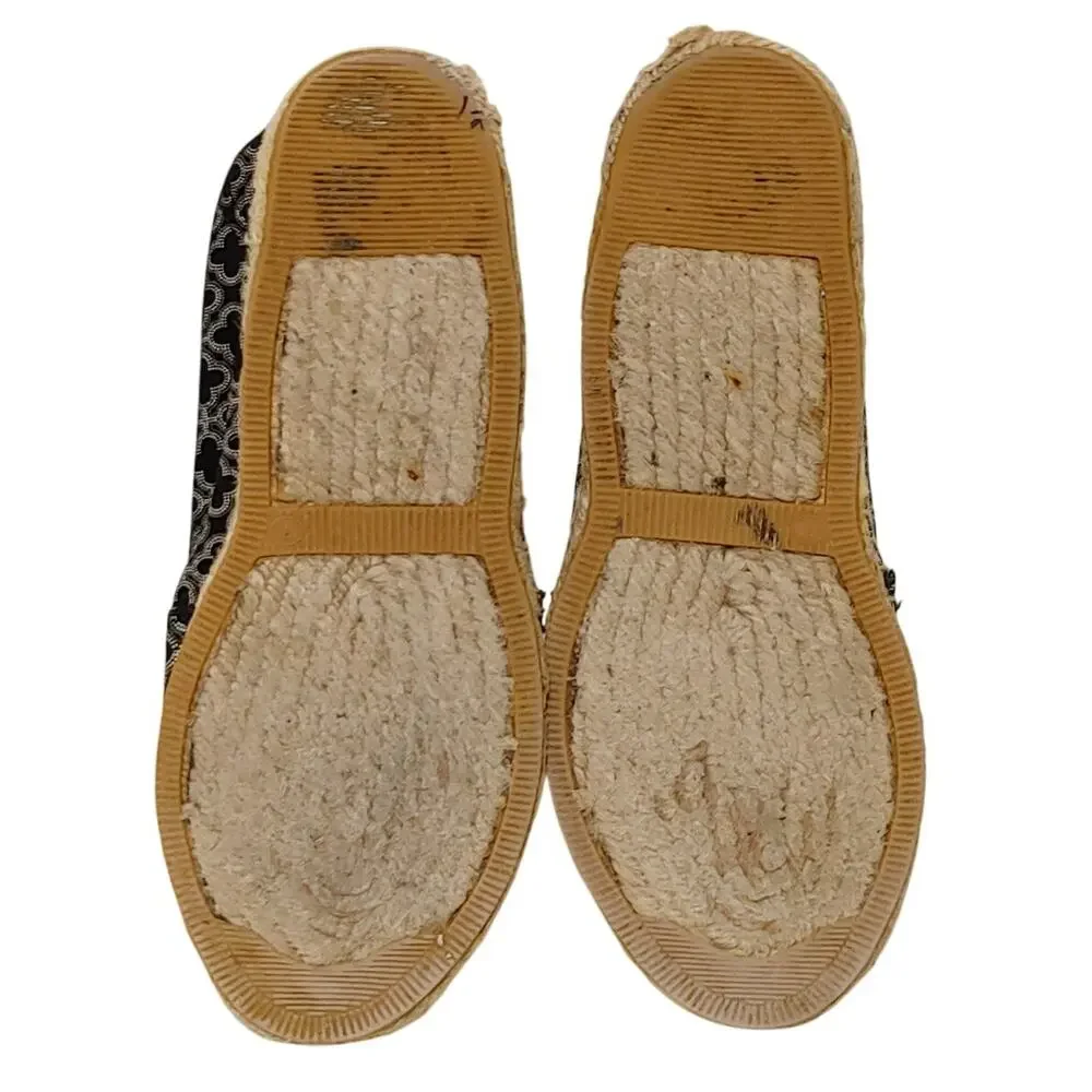 LN Brighton Avila Espadrille Fabric Leather Black Slip On Shoes Womens Size 7